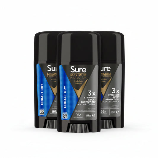 Sure Mens Maximum Protection Anti Perspirant, 3 x 60ml
