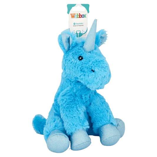 Webbox Plush Unicorn Blue Dog Toy