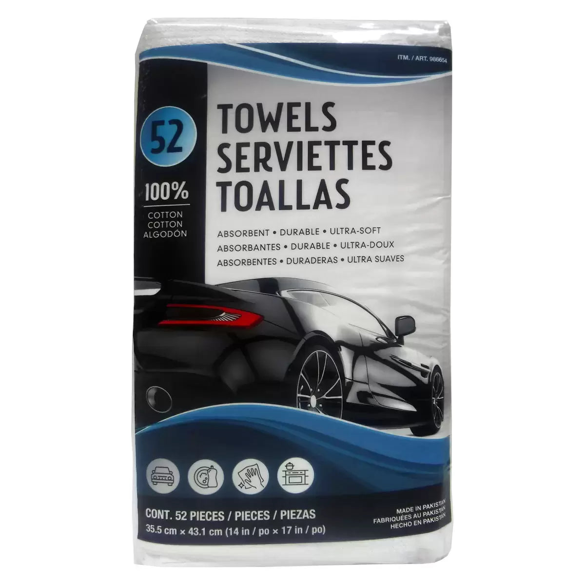 Unitex Multipurpose & Car Cotton Terry Towels - 52 Towels
