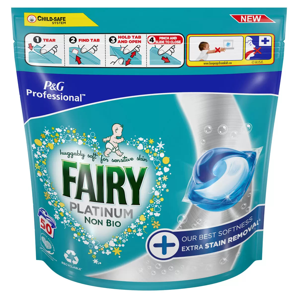 Fairy Non Bio Platinum Pods with Extra Stain Removal, 100 Wash 3.06kg