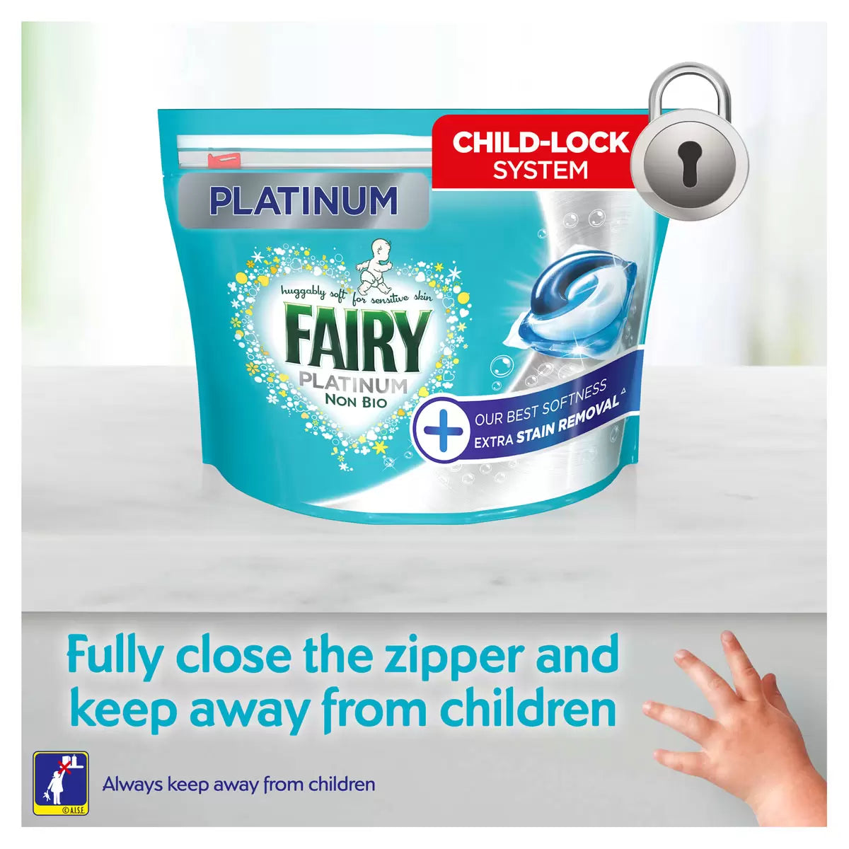Fairy Non Bio Platinum Pods with Extra Stain Removal, 100 Wash 3.06kg