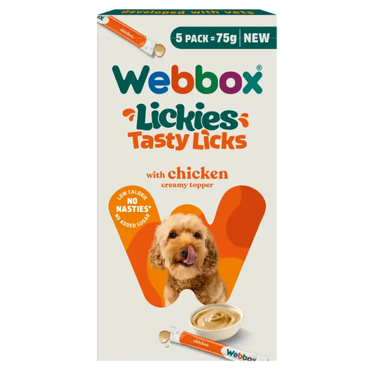 Webbox Lickies Tasty Licks Chicken Creamy Dog Treats 5 Pack 75g