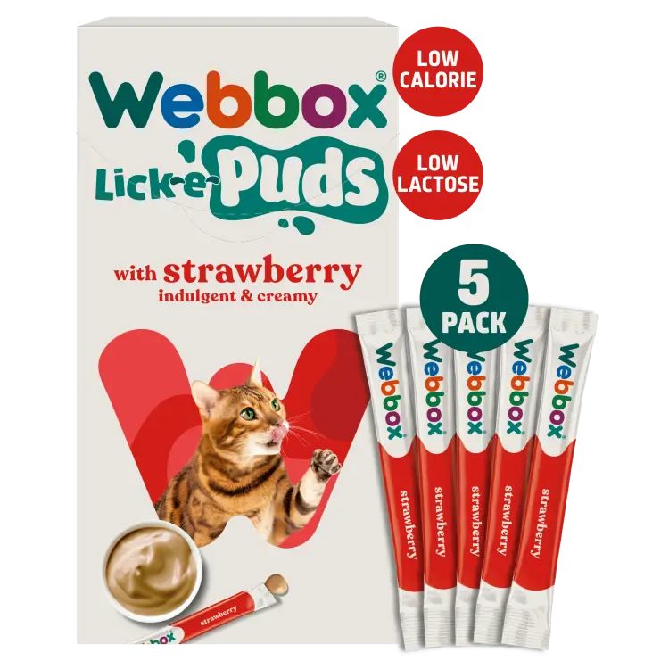 Webbox Lick-e-Puds with Strawberry, Vanilla 10x 30g, Naturals Fish & Meat in Jelly wet 8x100g, Stars Chicken Dry Cat Treats 900g