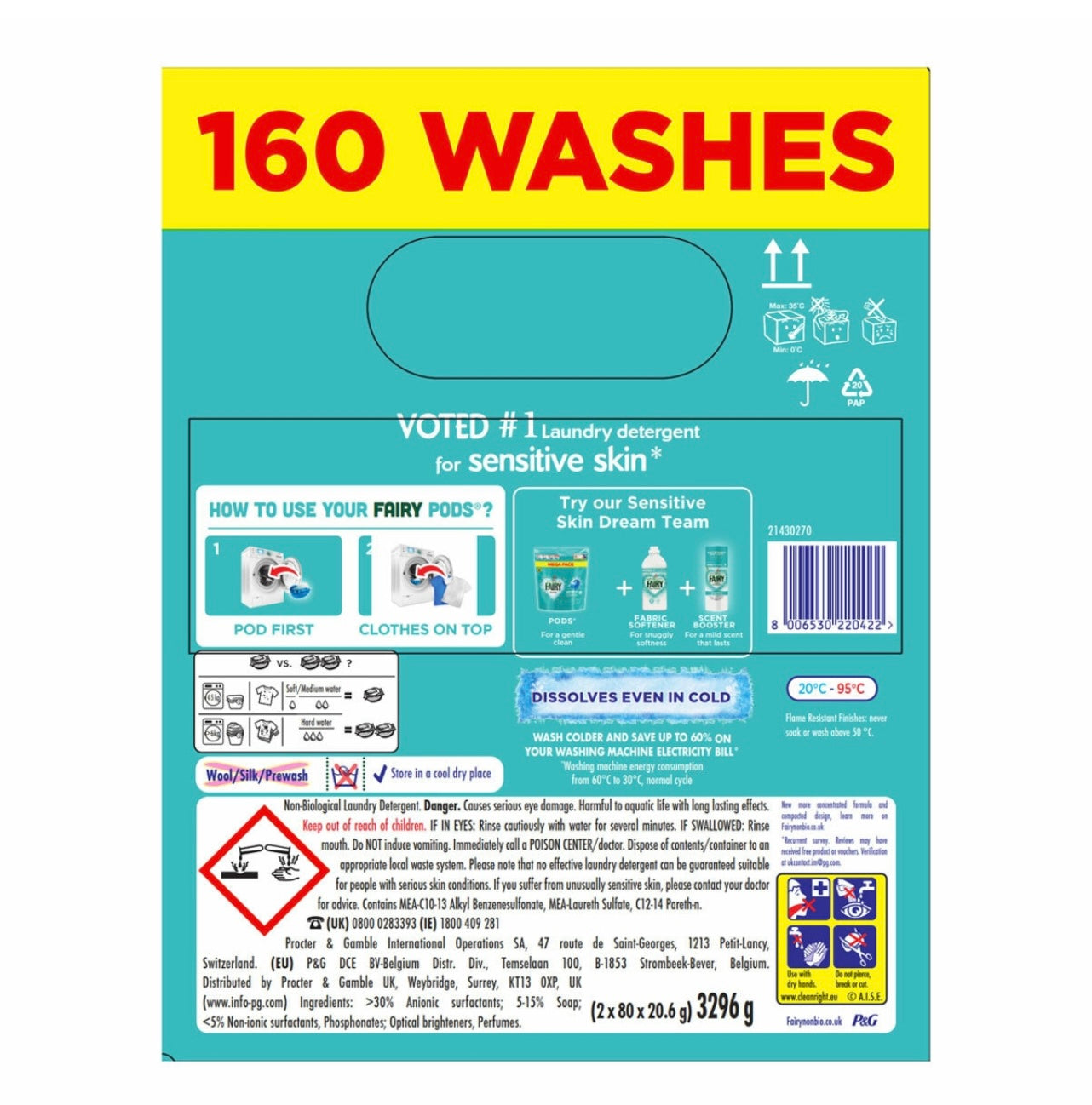 Fairy non bio pods 140 washes 3.2kg