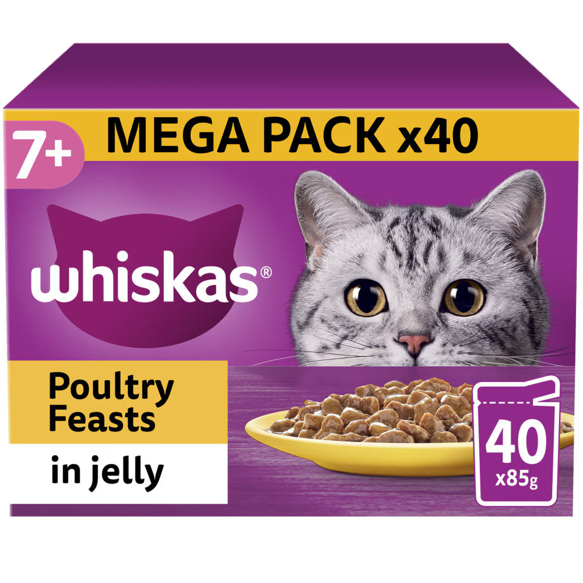 Whiskas Poultry Feast in Jelly Pouches 1+,7+, 40 x 85g