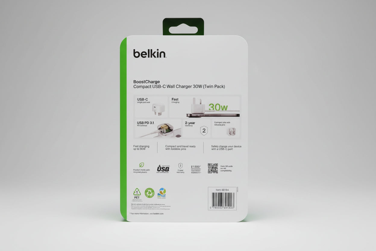Belkin 30W USB-C Wall Charger 2 Pack