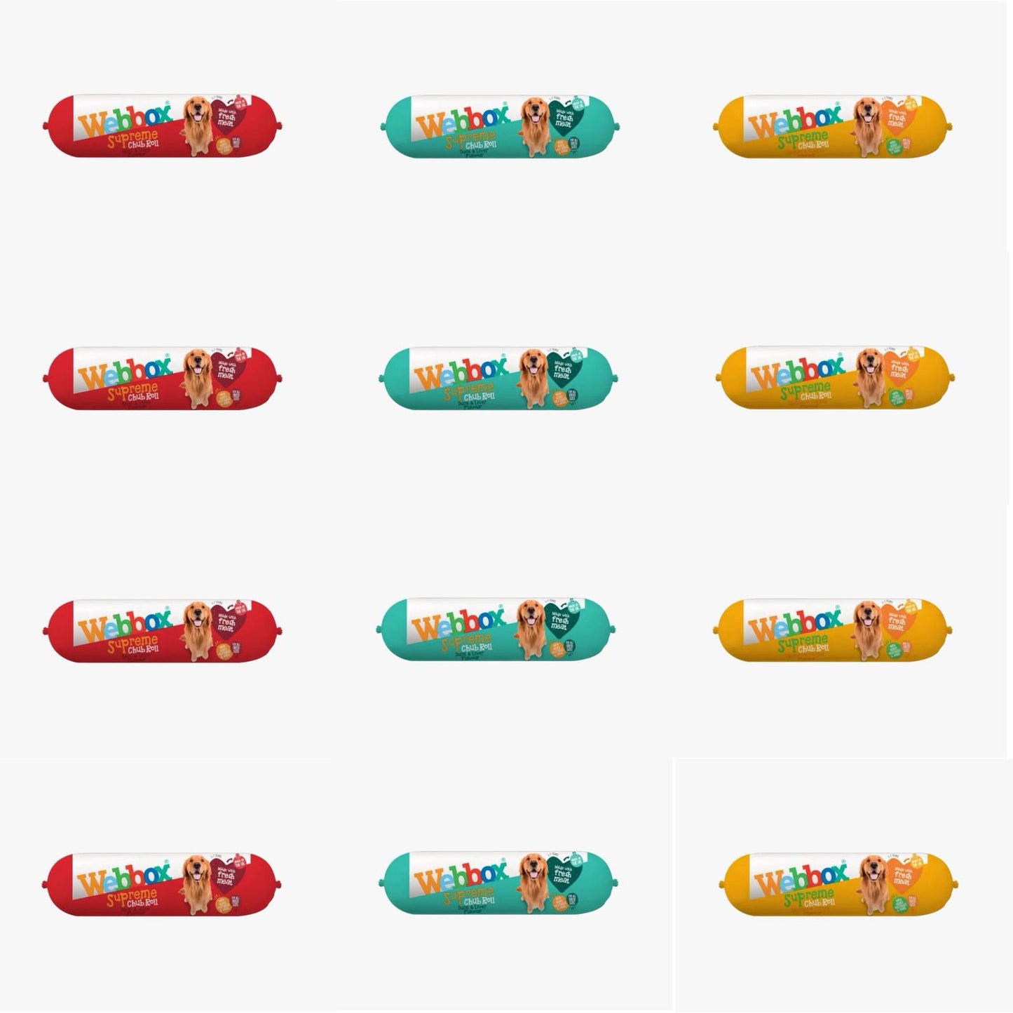 Webbox Assorted Supreme Chub Roll Wet Dog Food 12x 720g pack