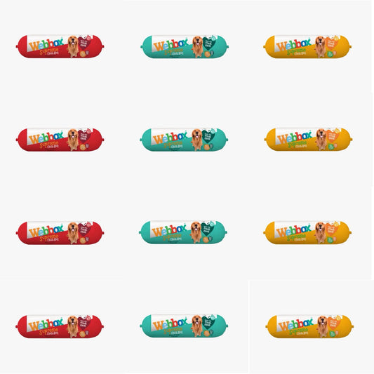 Webbox Assorted Supreme Chub Roll Wet Dog Food 12x 720g pack