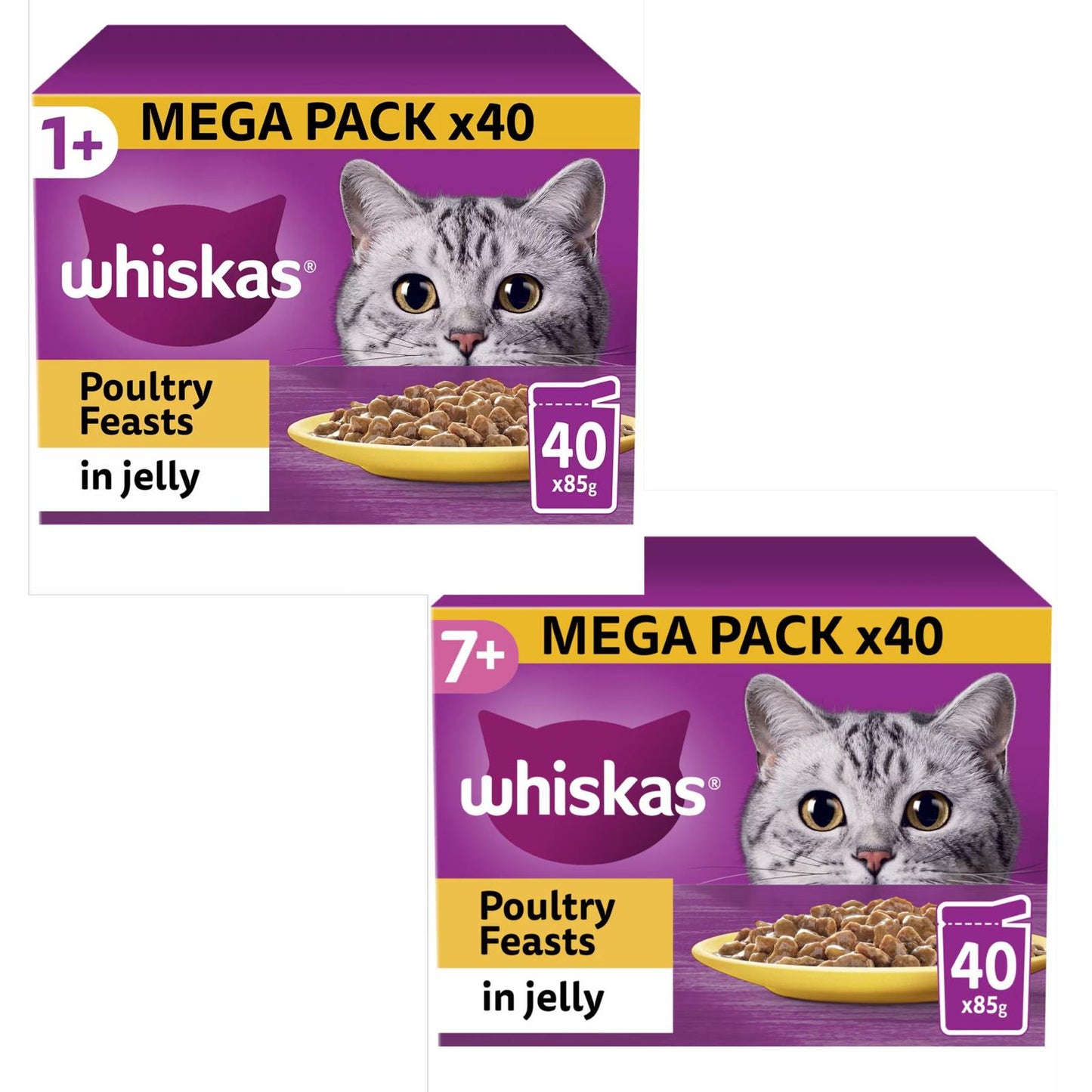 Whiskas Poultry Feast in Jelly Pouches 1+,7+, 40 x 85g