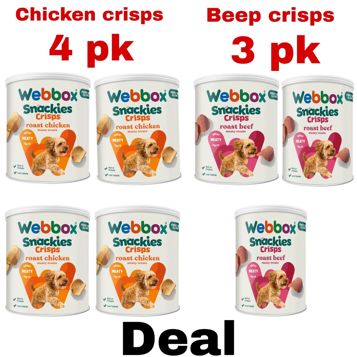 Webbox Snackies Chicken & Beep Crisps Adult Dog Treats 7x 35g