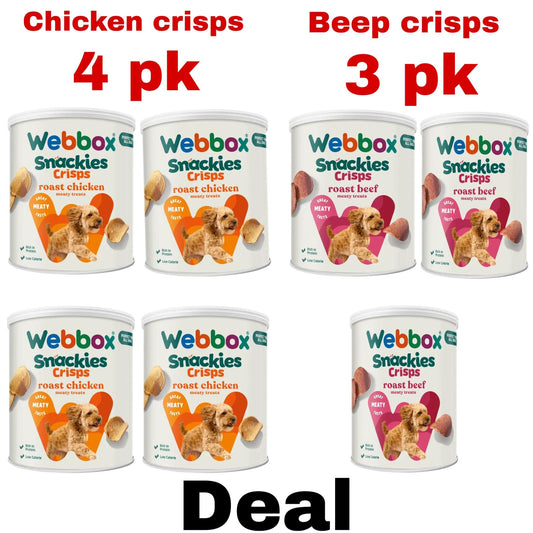 Webbox Snackies Chicken & Beep Crisps Adult Dog Treats 7x 35g