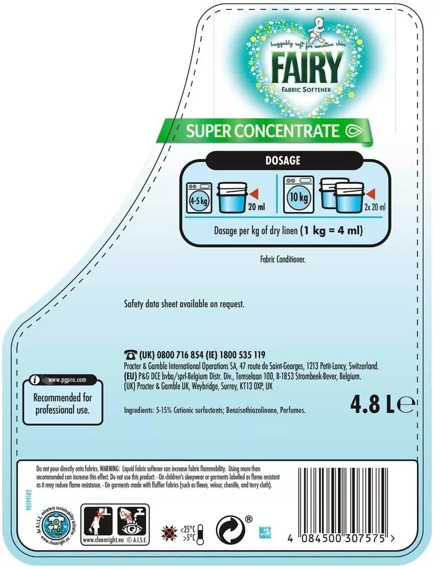 Fairy fabric softener 240 washes, 4.8LTR