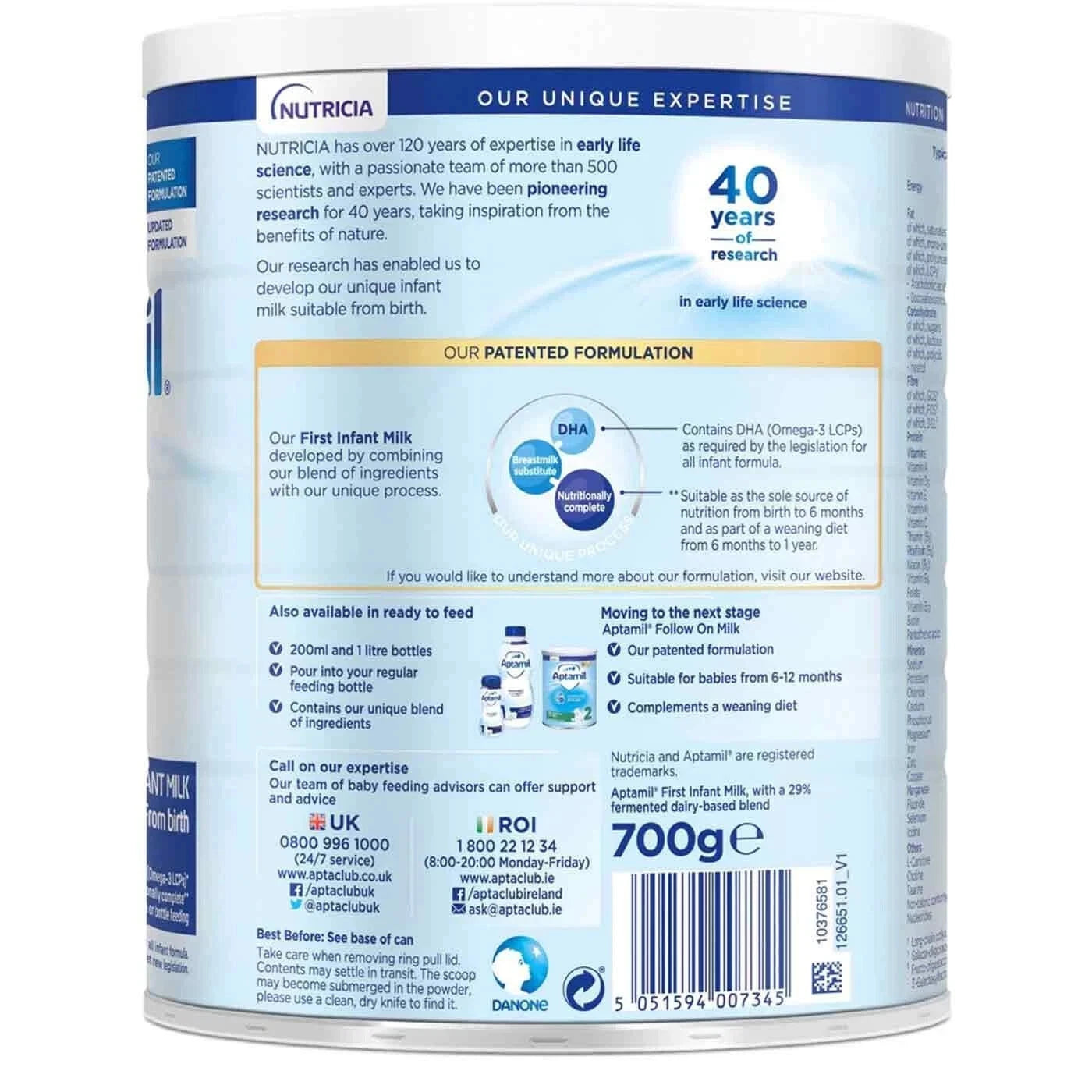 Aptamil Stage 1 Milk Powder, 3 x 700g