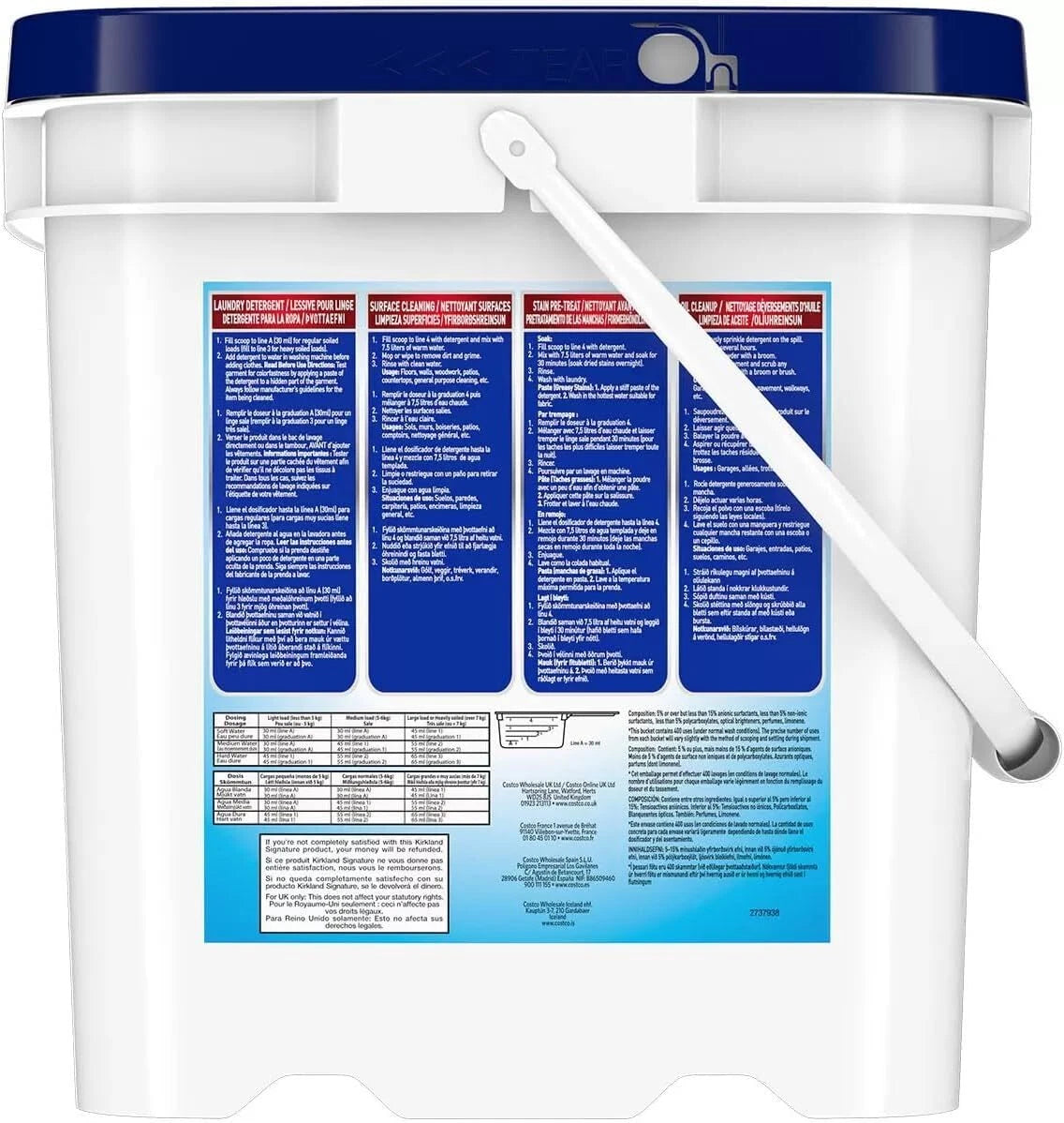 kirkland signature laundry detergent non bio 400 wash 12.7kg